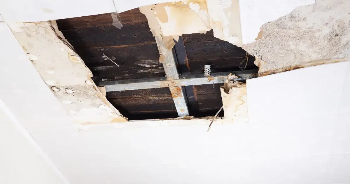 An image of a water-damaged ceiling.