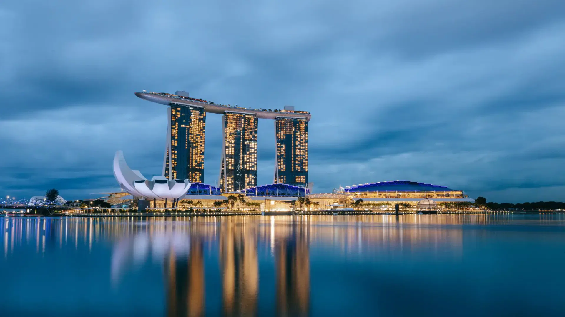 Night view of Marina Bay Sands, Singapore.