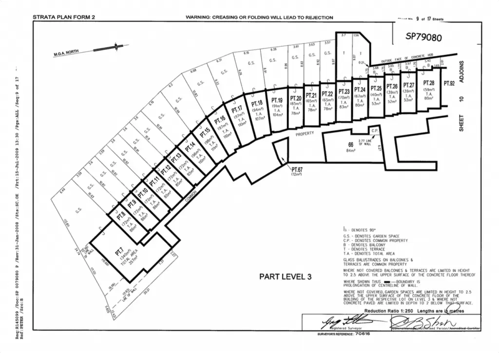 Strata plan form 2 showing a NSW strata scheme layout, level 3. 
