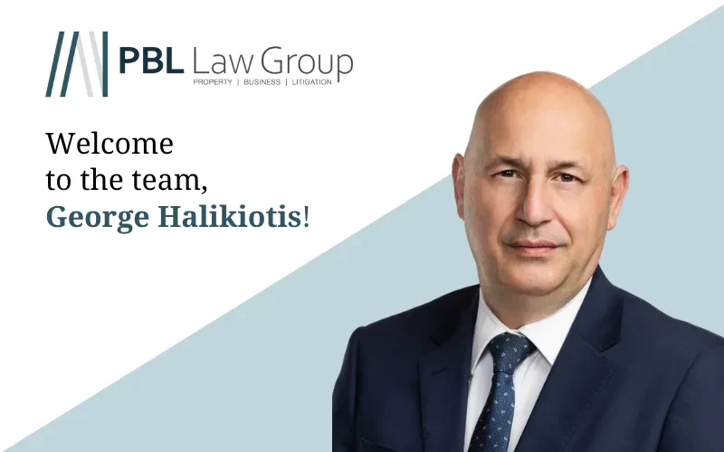 PBL Law Group welcomes George Halikiotis, new partner in corporate & commercial practice. Headshot of George.