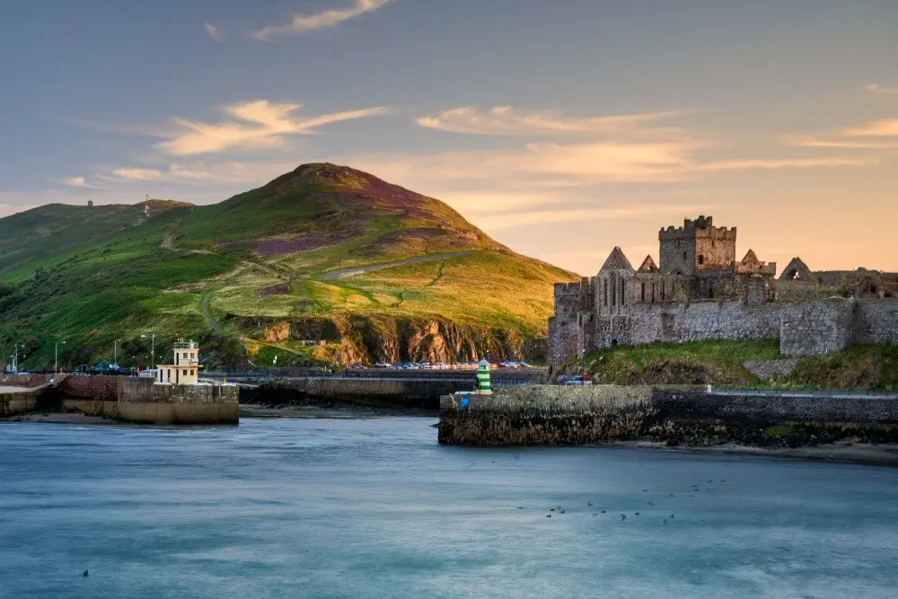 Castletown harbor and castle, Isle of Man. Historic landmark.
